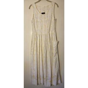 Vtg Cottage Boho Long Sleeveless Floral Cotton Dress Charter Club Jane Justin S
